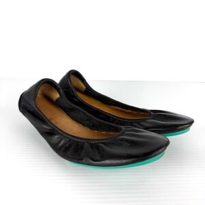 Tieks by Gavrieli Matte Black Leather Foldable Ballet Flats Teal Sole 8